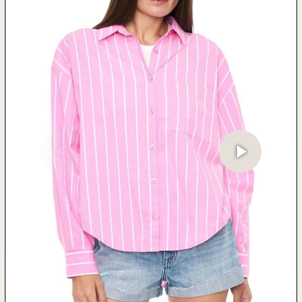 Pistola Pink and White Striped Button Down Shirt